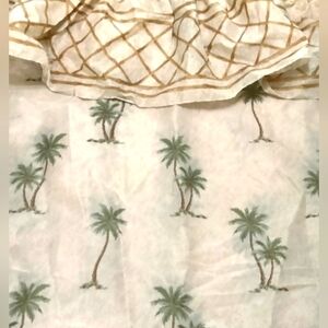 Vintage Palm Tree Shower Curtain With Matching Fabric Liner